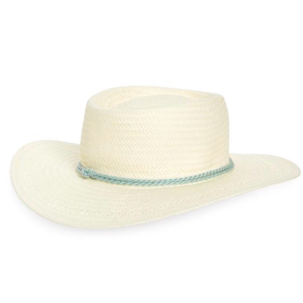NEW Nordstrom Melrose and Market Women’s Off-White Western Boater Green Rope Hat